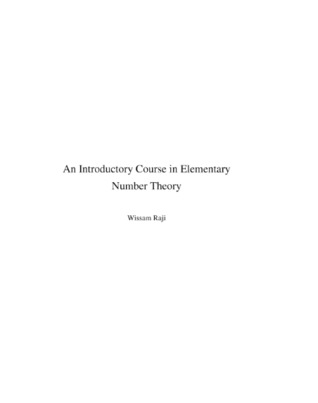 Read An Introductory Course in Elementary Number Theory - Wissam Raji | PDF