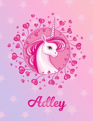 Read Online Adley: Unicorn Large Blank Primary Handwriting Learn to Write Practice Paper for Girls Creative Pink Purple Magical Horse Personalized Letter A Initial Custom First Name Cover Dotted Midline Workbook for Learning Use Imagination to Create Tales - Learn2write Publications | ePub